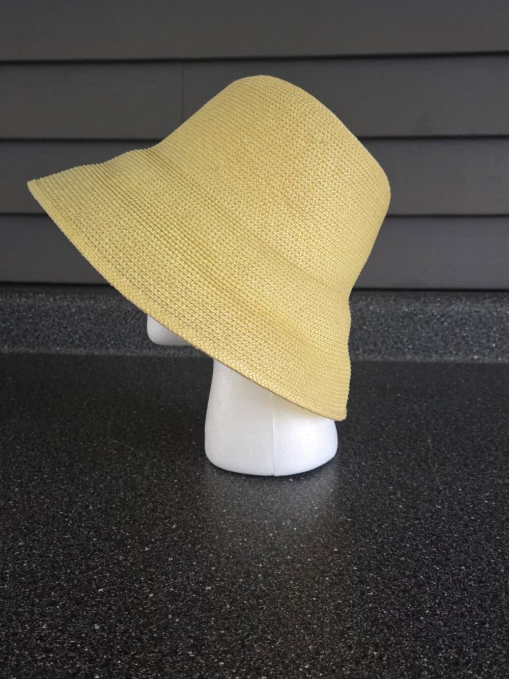 Betmar Vintage 1970s Woven Sun Bucket Hat Yellow Sunny Wear Two Ways BoHo Chic